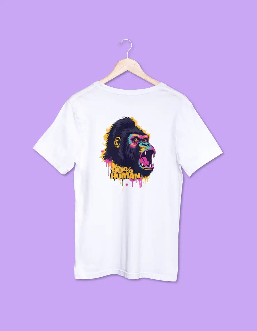 Men's Gorilla T-Shirt with "90% Human" Graphic Print