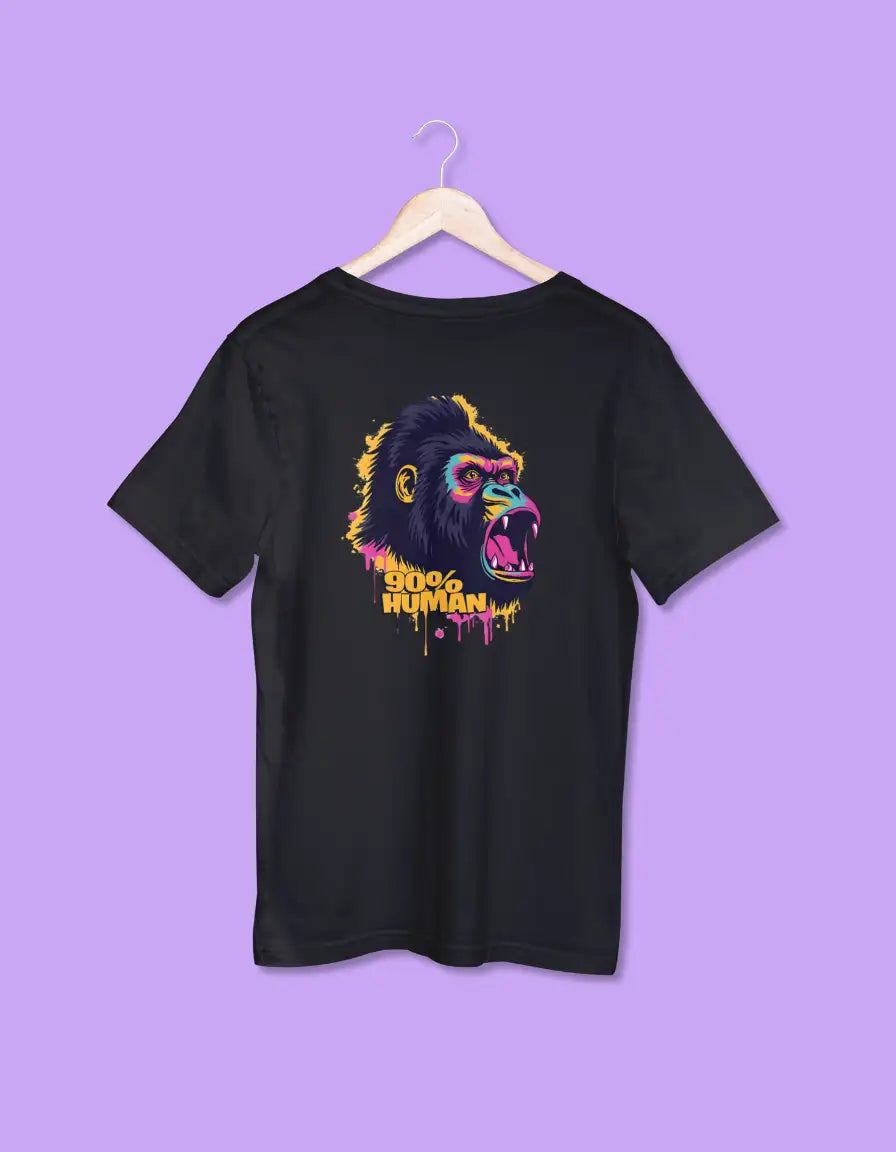 Men's Gorilla T-Shirt with "90% Human" Graphic Print