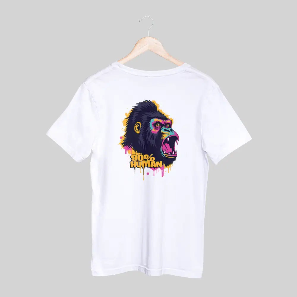 Men's Gorilla T-Shirt with "90% Human" Graphic Print