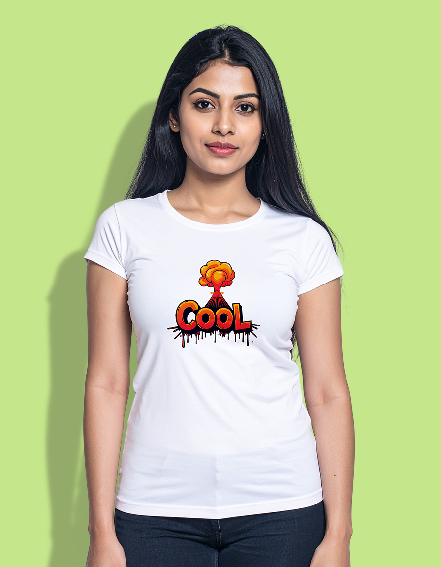 Women's "Cool" Volcano Graphic T-Shirt
