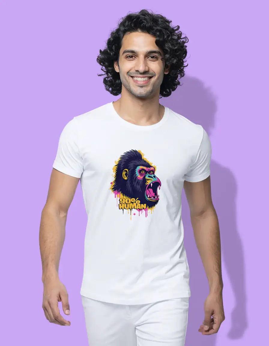 Men's Gorilla T-Shirt with "90% Human" Graphic Print